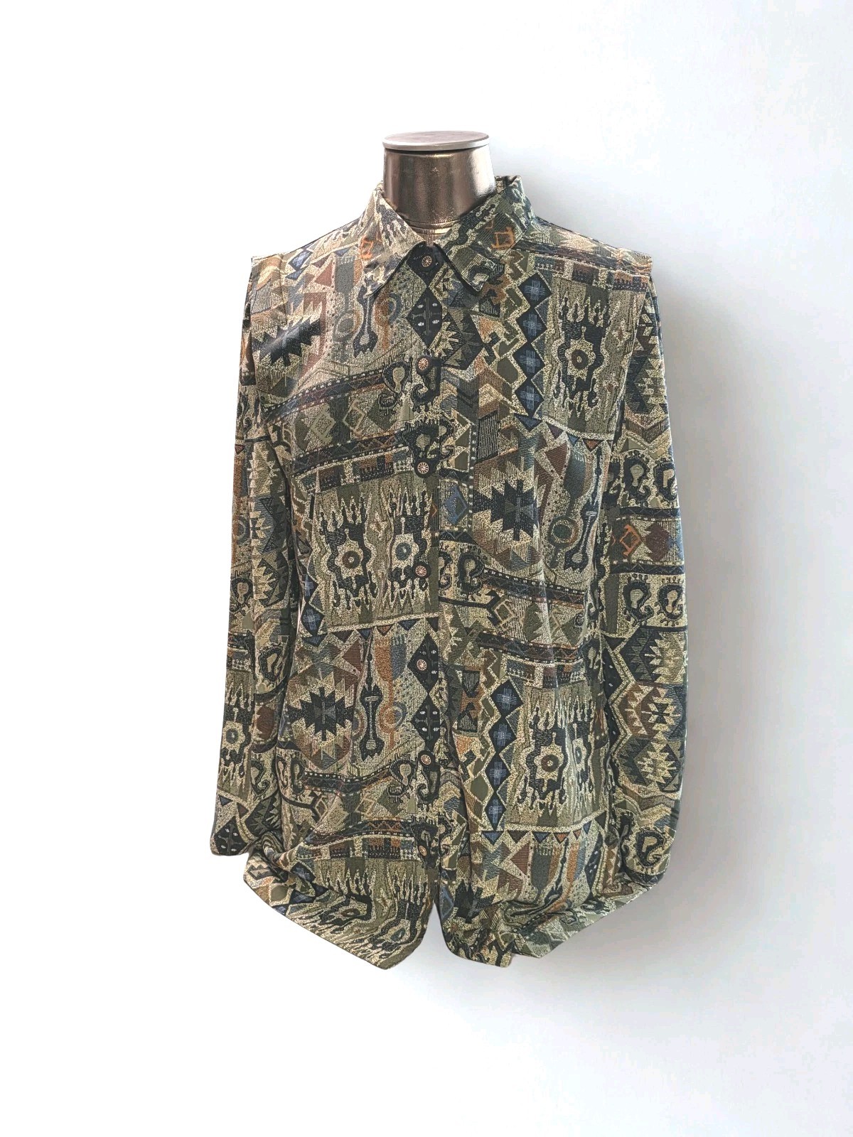 90s VTG Florentine Grandmacore Button Up Aztec Tribal