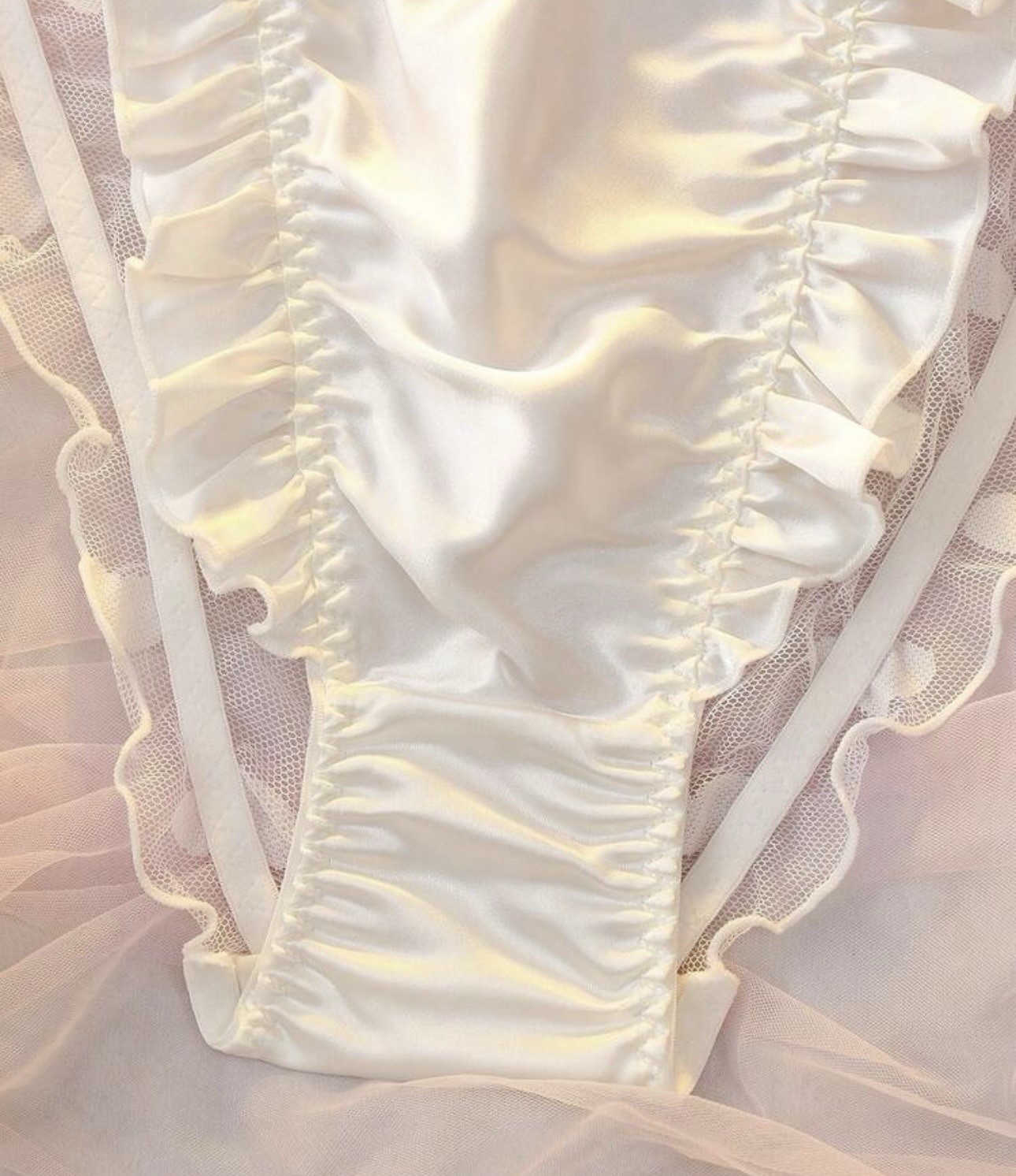 VTG 90’s Style Satin Bridal String Bikini Lolita Chiffon Panties PLUS 4XL NEW