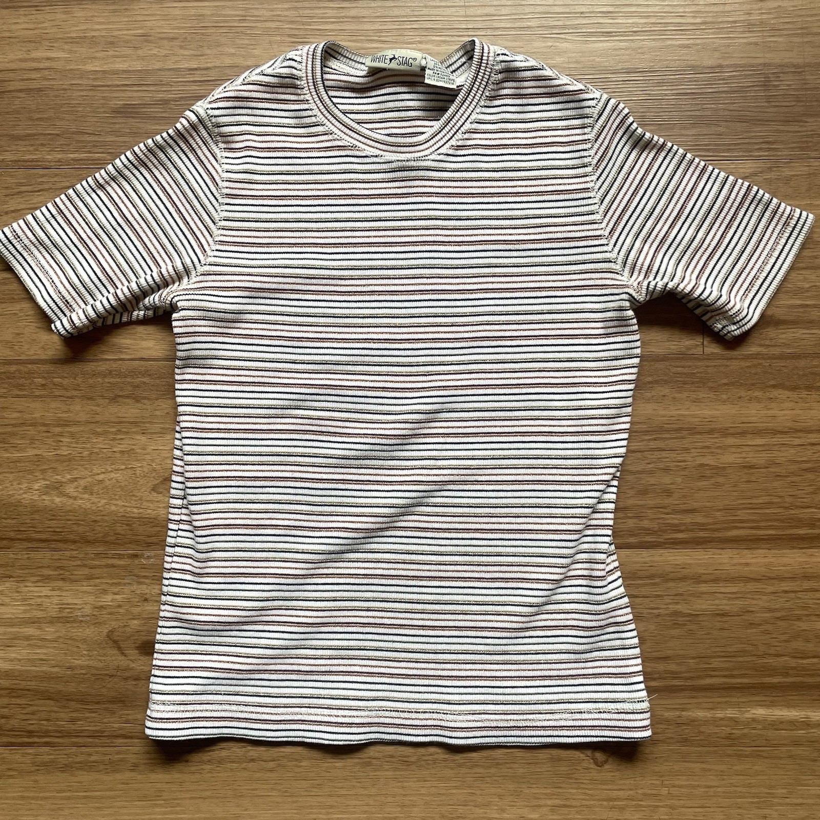 Vintage White Stag 90’s Striped Small Top Metallic