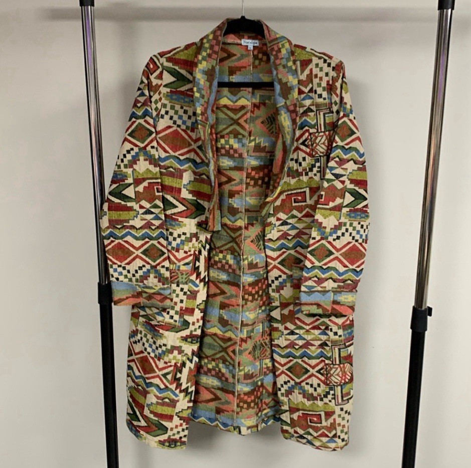 Vintage Nostalgia Western Print Tapestry Jacket Size L