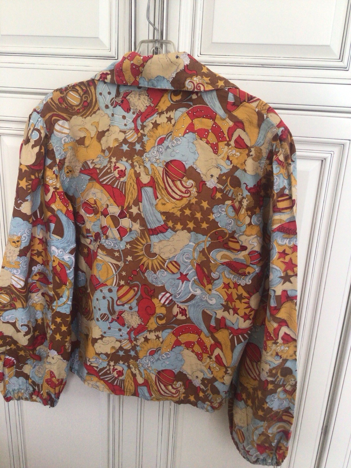Vintage 1960s 70s Pop Art Astrology Horoscope Cartoon Print Cotton Shirt Blouse