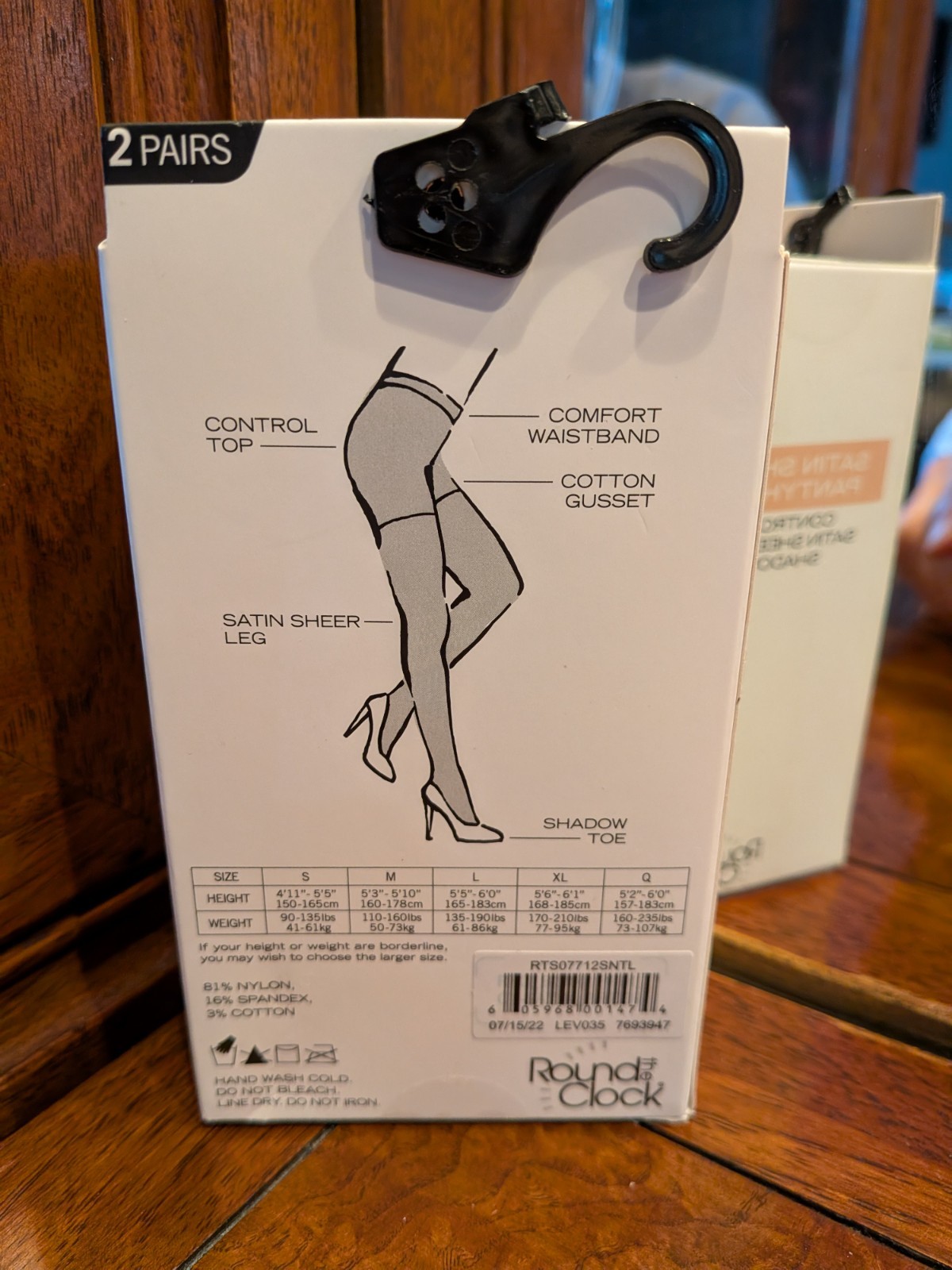 2 New Pairs Round The Clock Satin Sheer Control Top Pantyhose Suntan L Up To 6&prime;