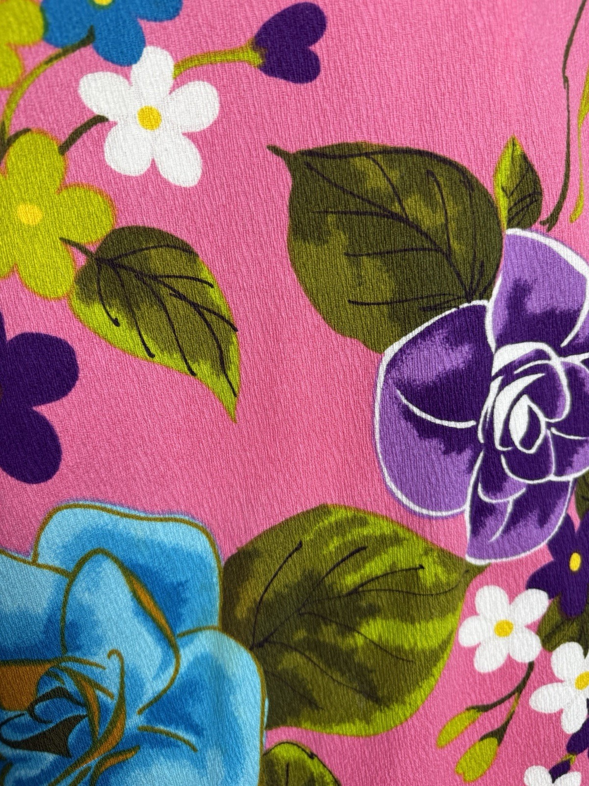 VTG 60s Ui-Maikai Hawaiian Pink Floral Barkcloth Maxi Dress Resort Tiki Luau