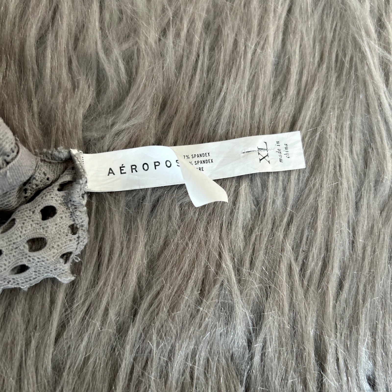 Aeropostale Wireless Halter Bralette Women Size XL Gray Floral Lace Wirefree Bra