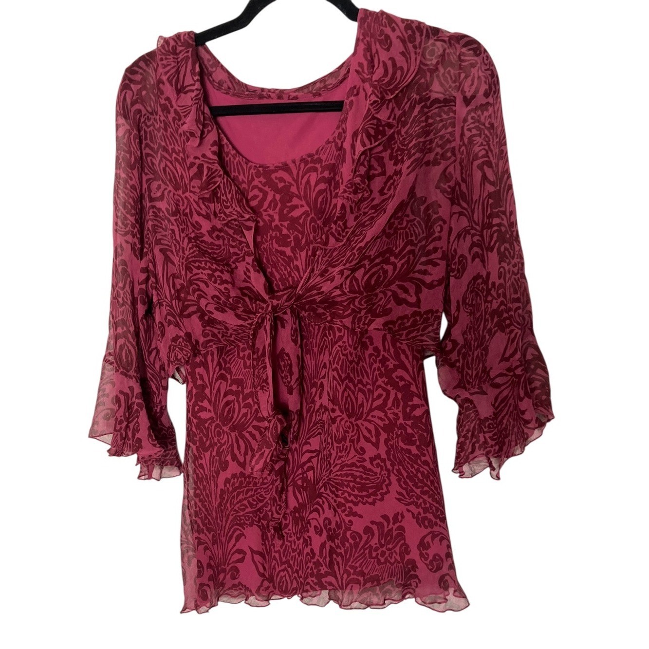 Vintage LANE BRYANT 100% Silk Y2K Boho Paisley Flowy Blouse 14 16