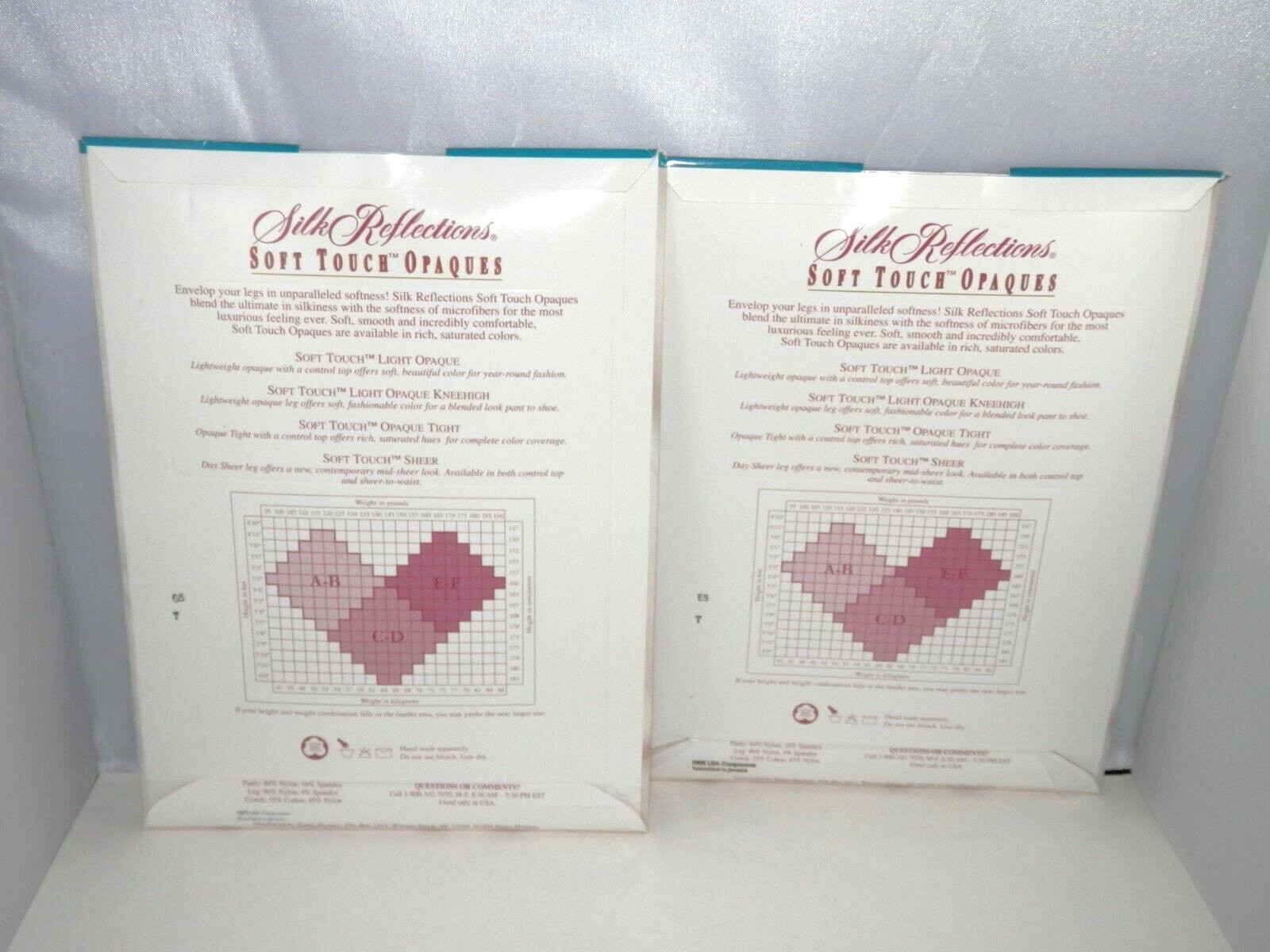2 Pair Vintage Hanes Soft Touch Opaque Pantyhose Size EF Pearl Navy Microfiber