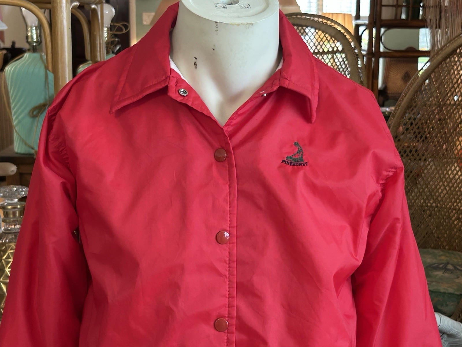 Vintage 80s Pinehurst Golf Course Resort NC West Wind Windbreaker Ladies M Red