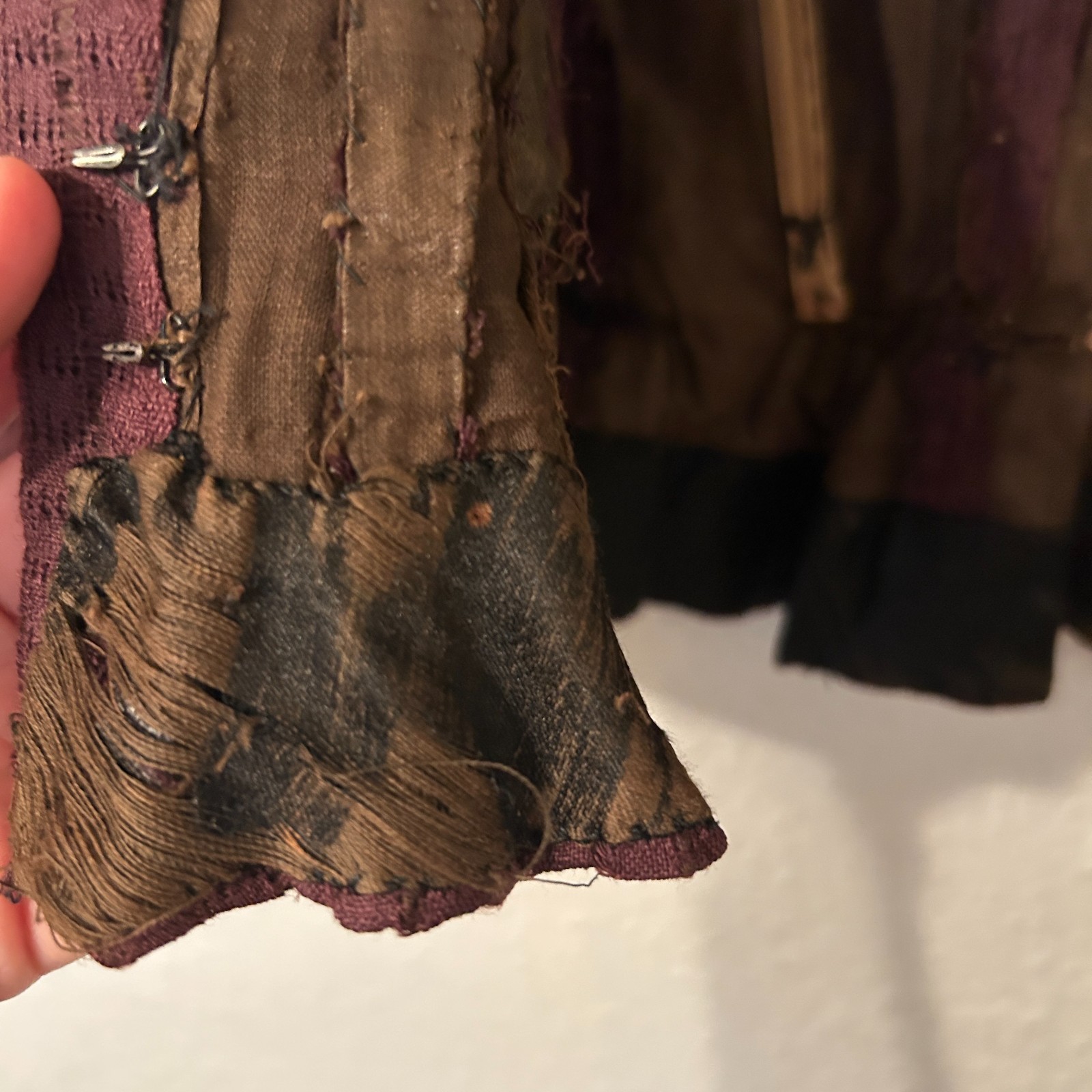 READ As is Victorian Womens S/M Dress Brown Lace Bodice & Skirt Study Repair