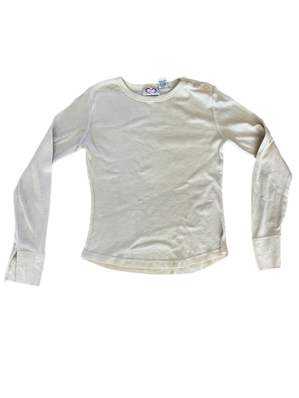 Vintage 80s Basic Long Sleeve Shirt Top Pale Yellow Jolie Intimates S
