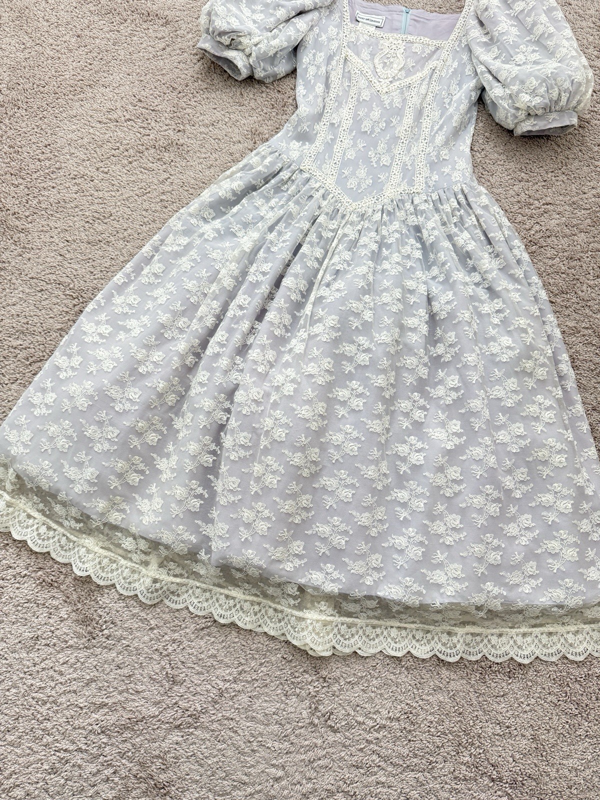 Vintage Scott McClintock Dress Lavender Size 8 Cottagecore Floral 80s PLace USA