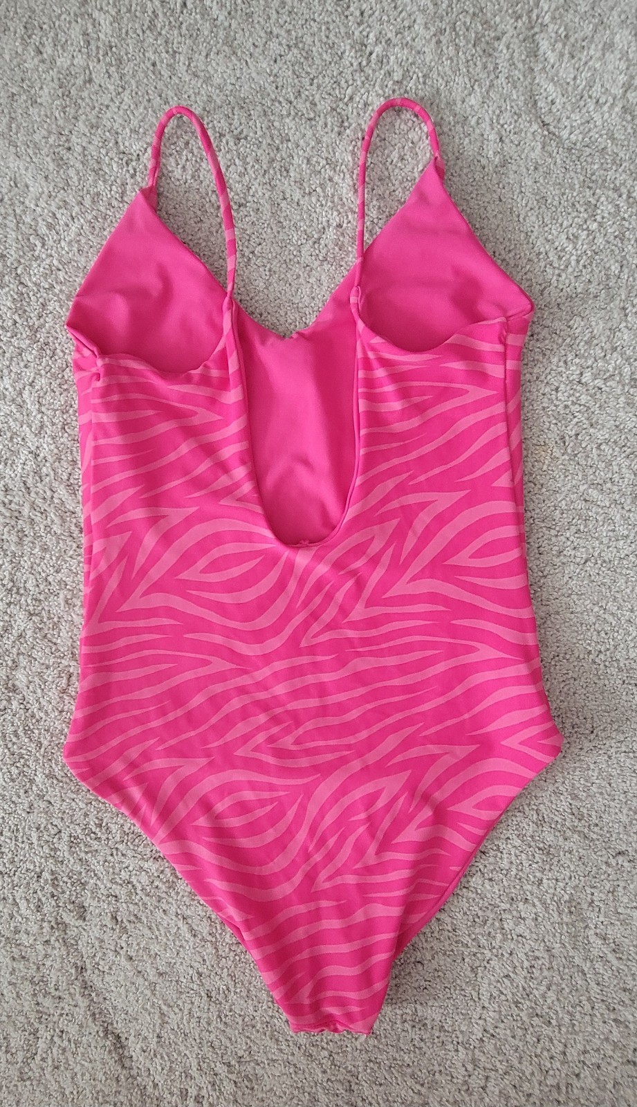 Vtg Ocean Pacific OP Hot Pink One Piece Zebra Print Swimsuit Medium