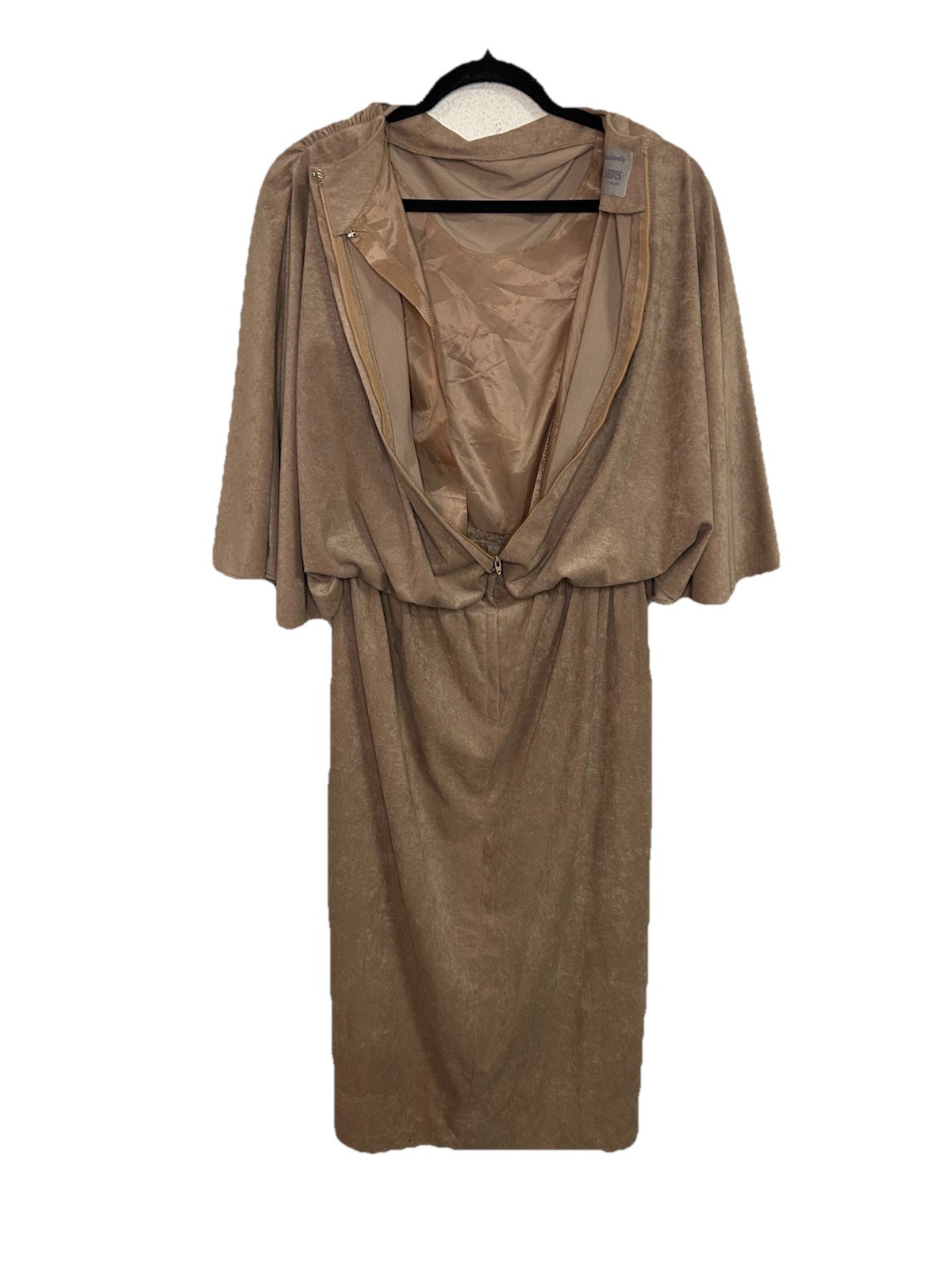 VTG Western Tan Suede Draped Midi Length Dress NARDIS OF DALLAS S/M
