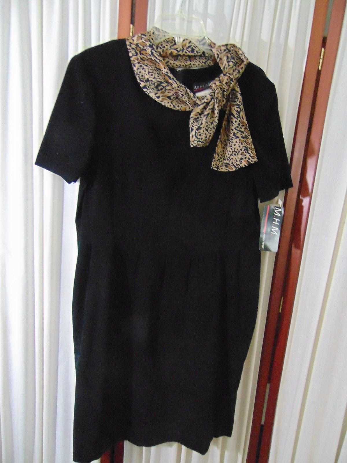 1990&rsquo;s Black Velvet SHIFT DRESS by MHM Melissa Harper- M/L -MWT- CHIC- SALE