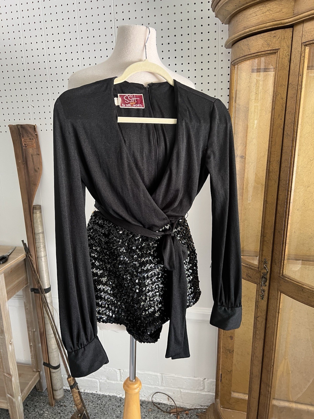 VTG 1970’s Wrap Romper W/sequin Shorts & Belt, Lined, Go Go, Disco, Lined