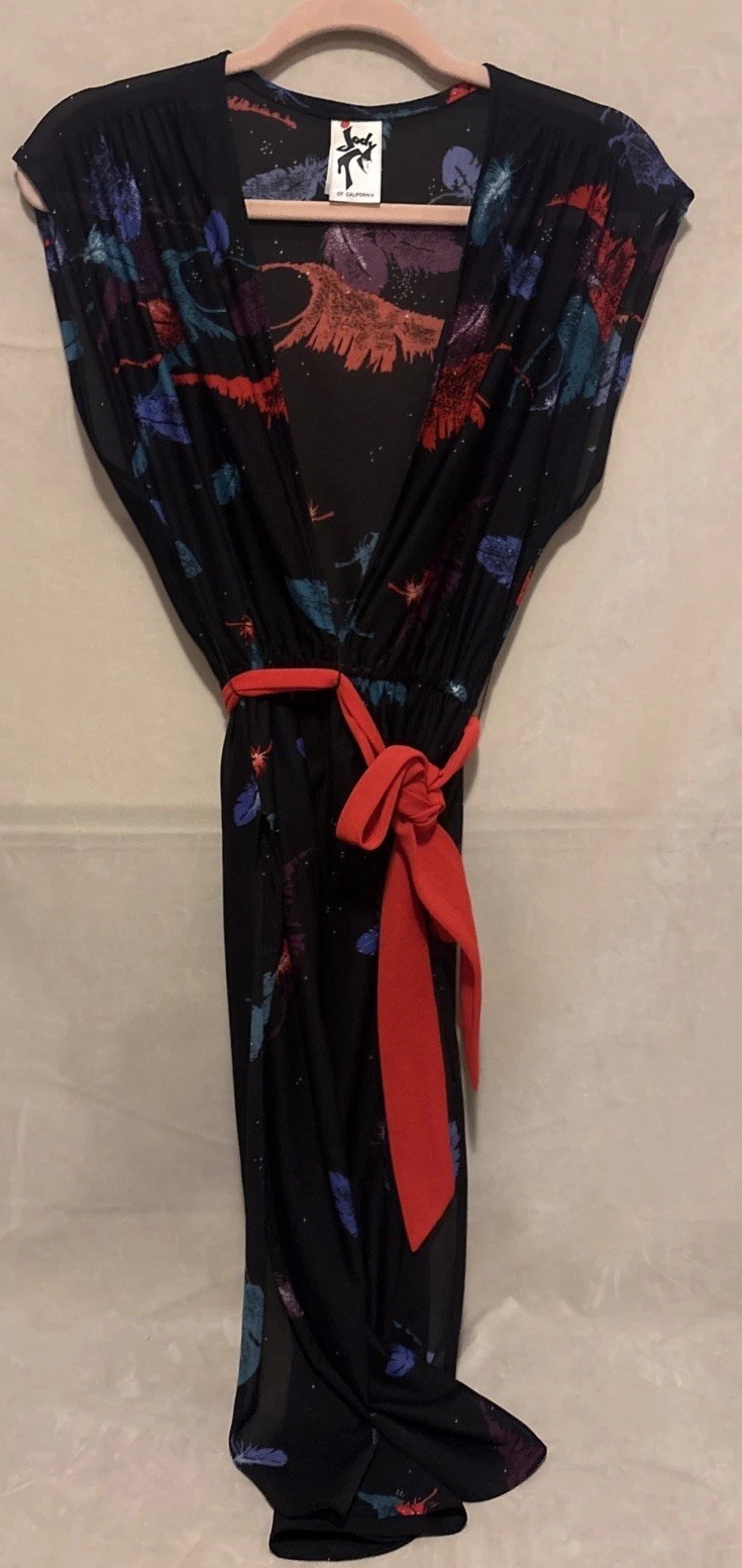 Vintage 1970s Jody T of California Belted Side Pin Up Dress sz 11. Sexy Disco