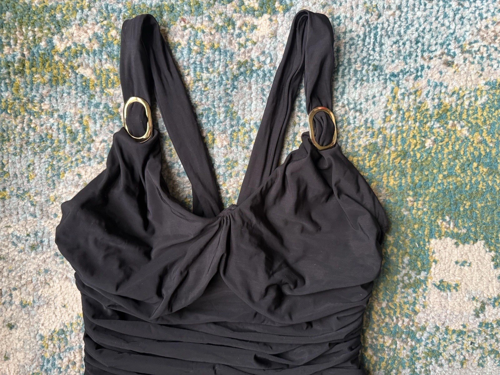 Vintage 90s Miraclesuit gathered deep v slimming one piece swimsuit, size 12