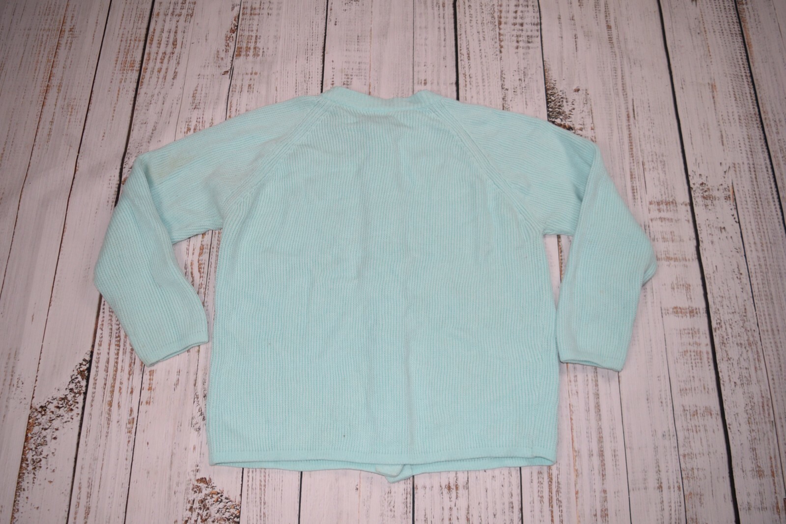 TRUE VINTAGE 60S FULL FASHIONED SEAFOAM GREEN BUTTON CARIDGAN PREPPY ACRYLIC L