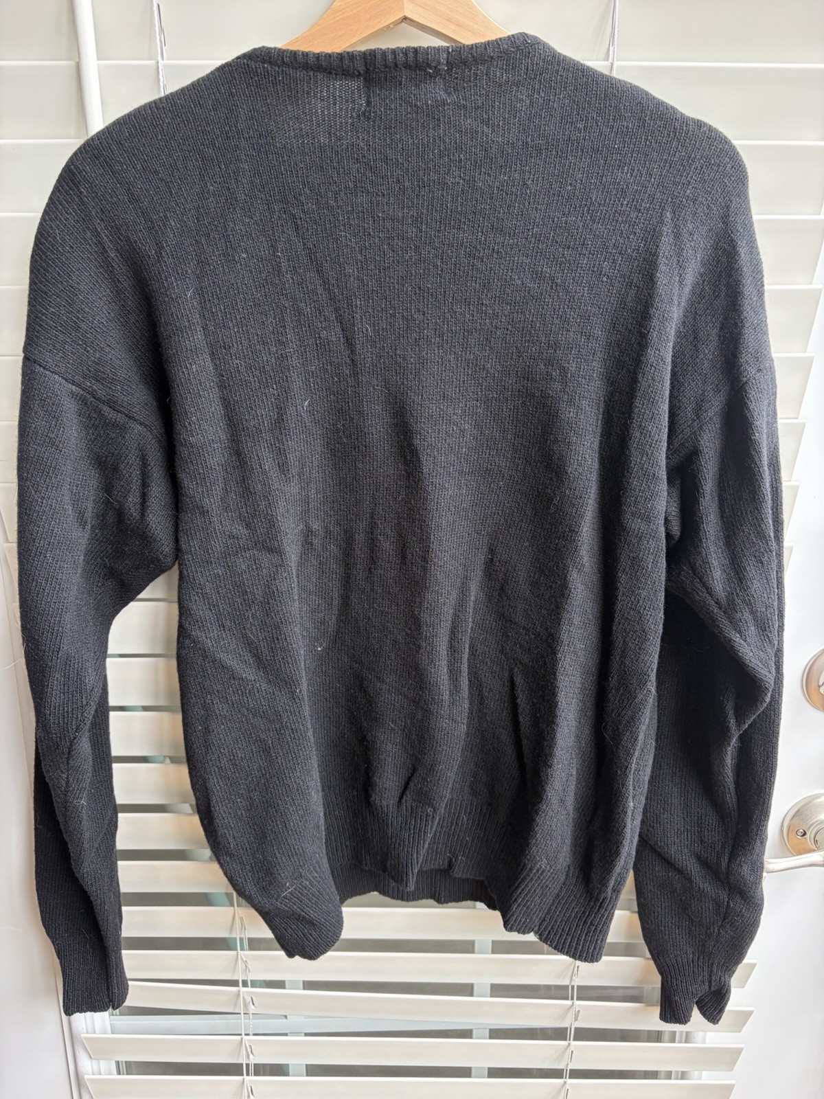 Lord & Taylor Vintage 100% Lambswool Black Beaded Sweater Regular Fit Size M
