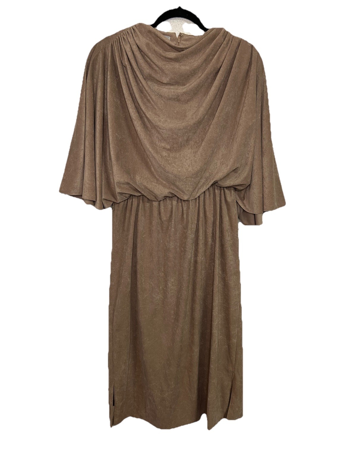 VTG Western Tan Suede Draped Midi Length Dress NARDIS OF DALLAS S/M