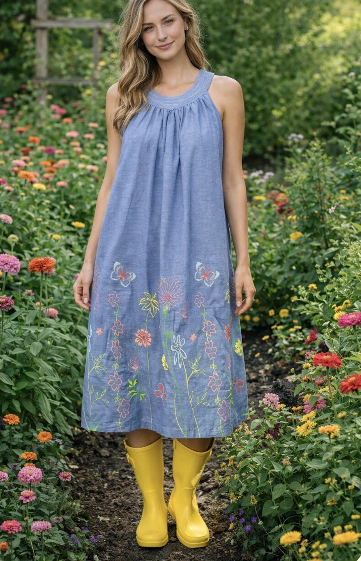 Secret Treasures Nightgown House Dress Chambray Sleeveless Pockets S