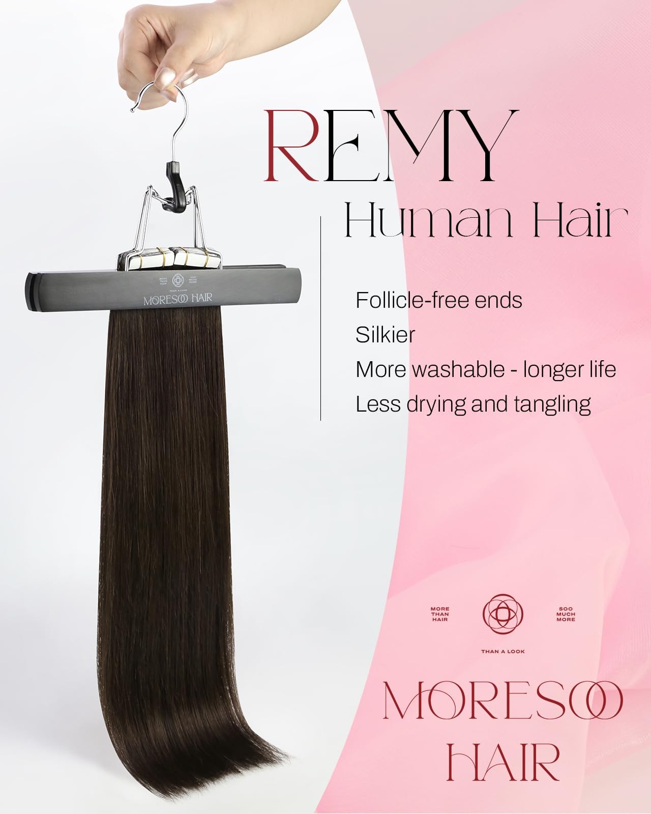 Moresoo 18&Prime; Dark Brown Seamless Remy Tape in Human Hair Extensions