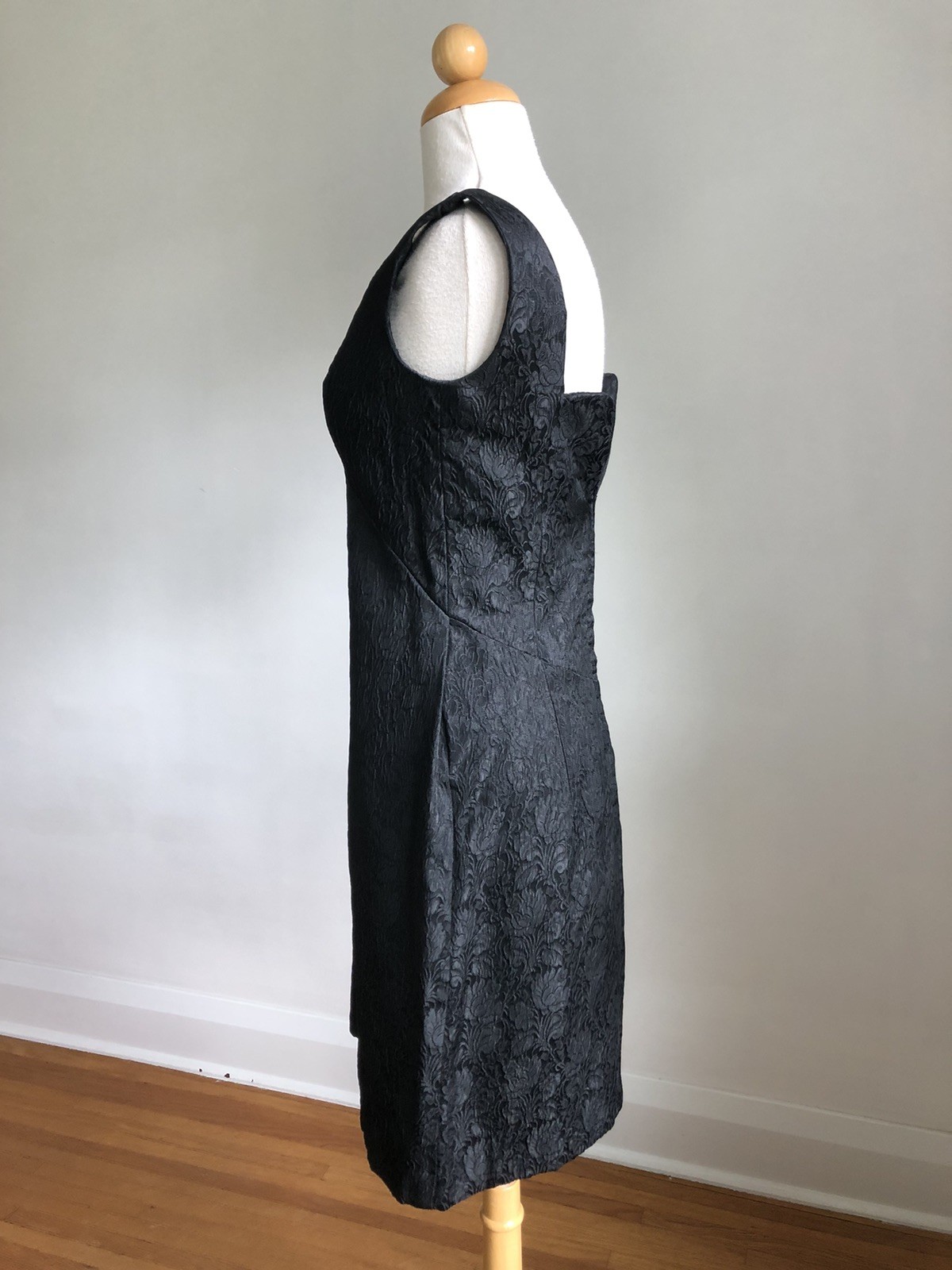 STUNNING VTG 60s VOGUE Couturier Design Black Brocade Sheath Handmade Dress XS/S