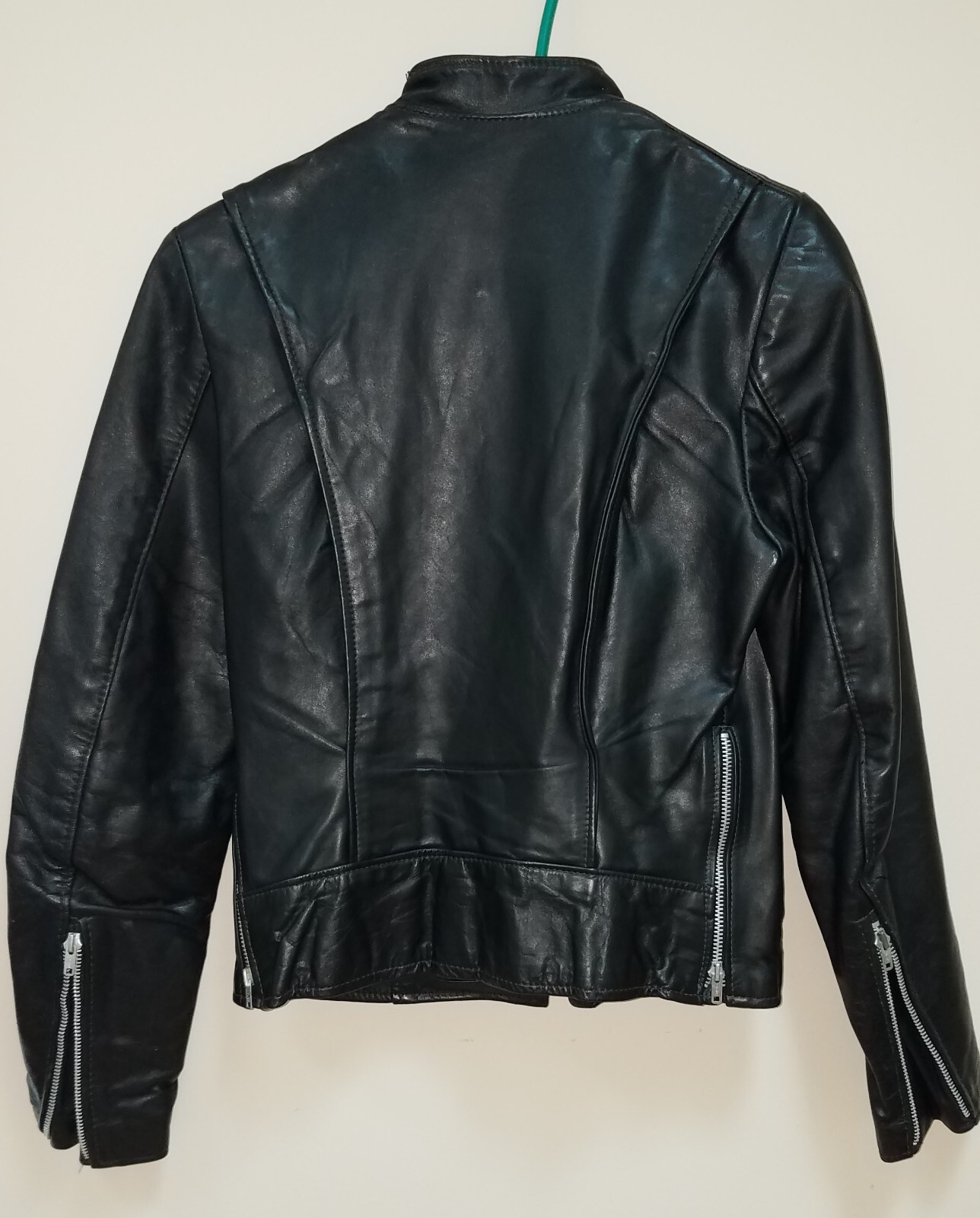 Vtg 80s Brooks Cafe Biker Leather Jacket Black Sz 32 EUC! NO Fur Liner!