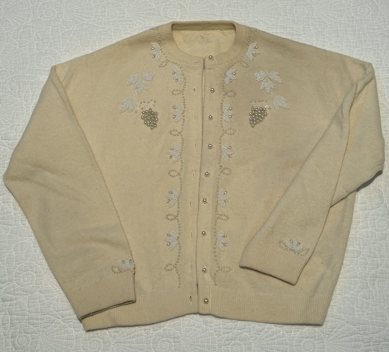 Vintage 1950&rsquo;s/1960&rsquo;s Pearl and Bead Embellished Cardigan Sweater