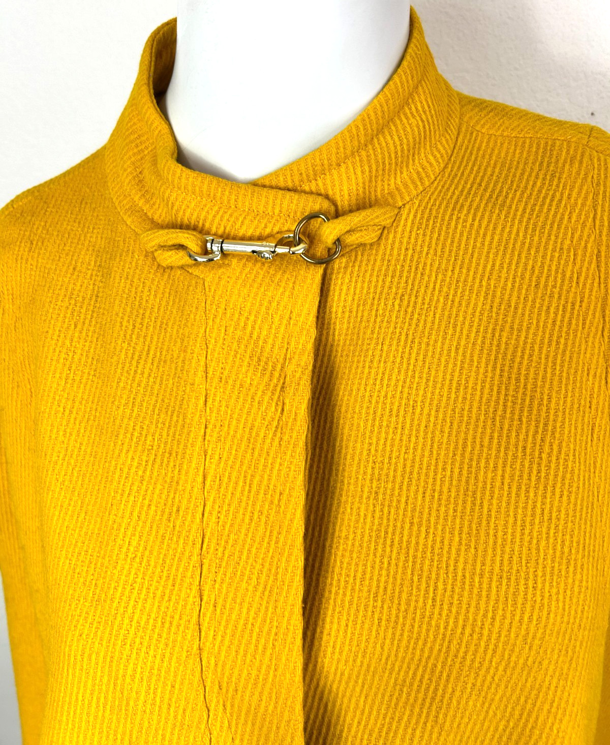 60s Wool Skirt & Cape Set Size Small Yellow Ribbed Lined Covered Button Placket