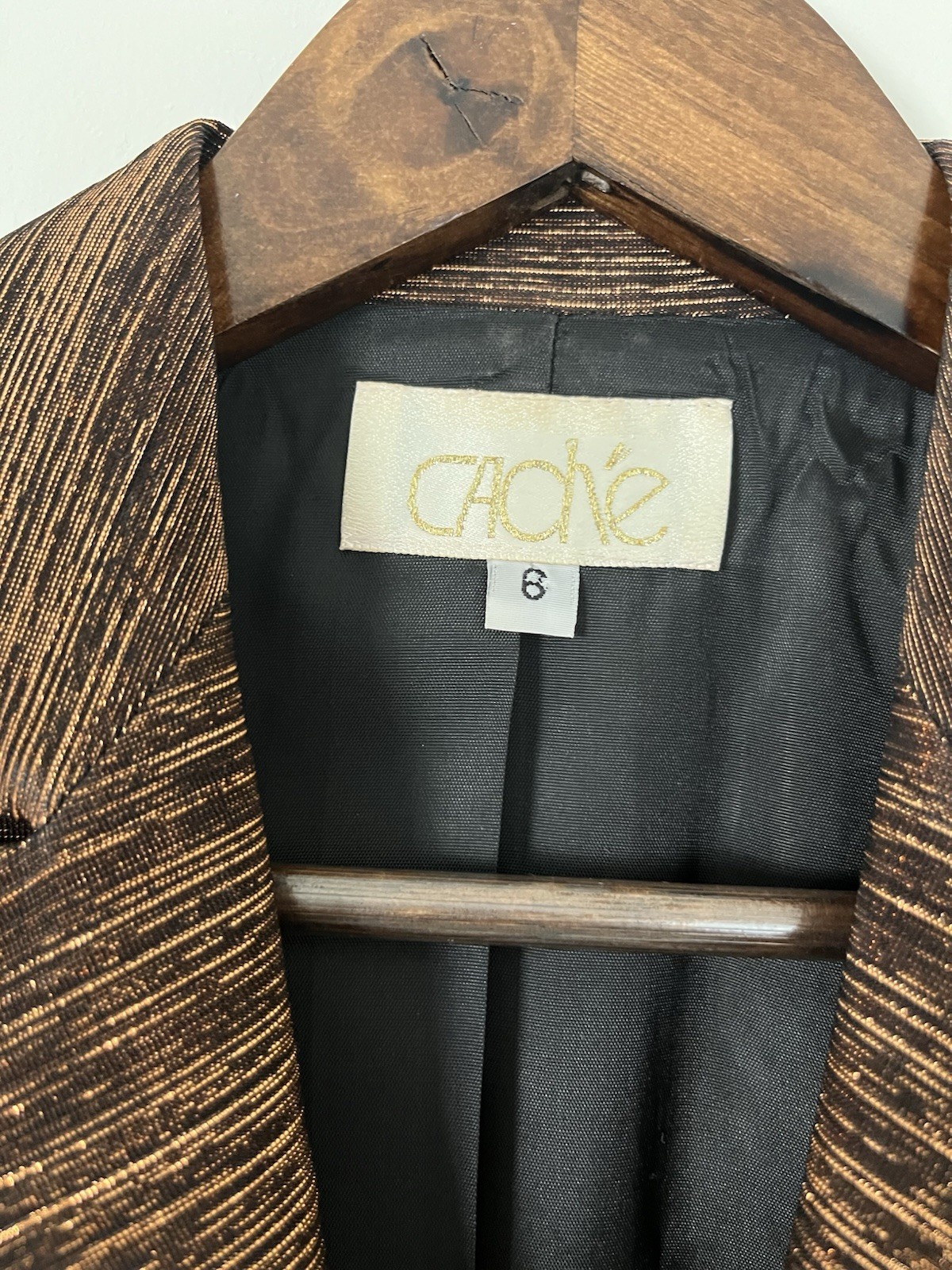 VTG Cache Copper Gold Blazer Skirt Jewel Buttons