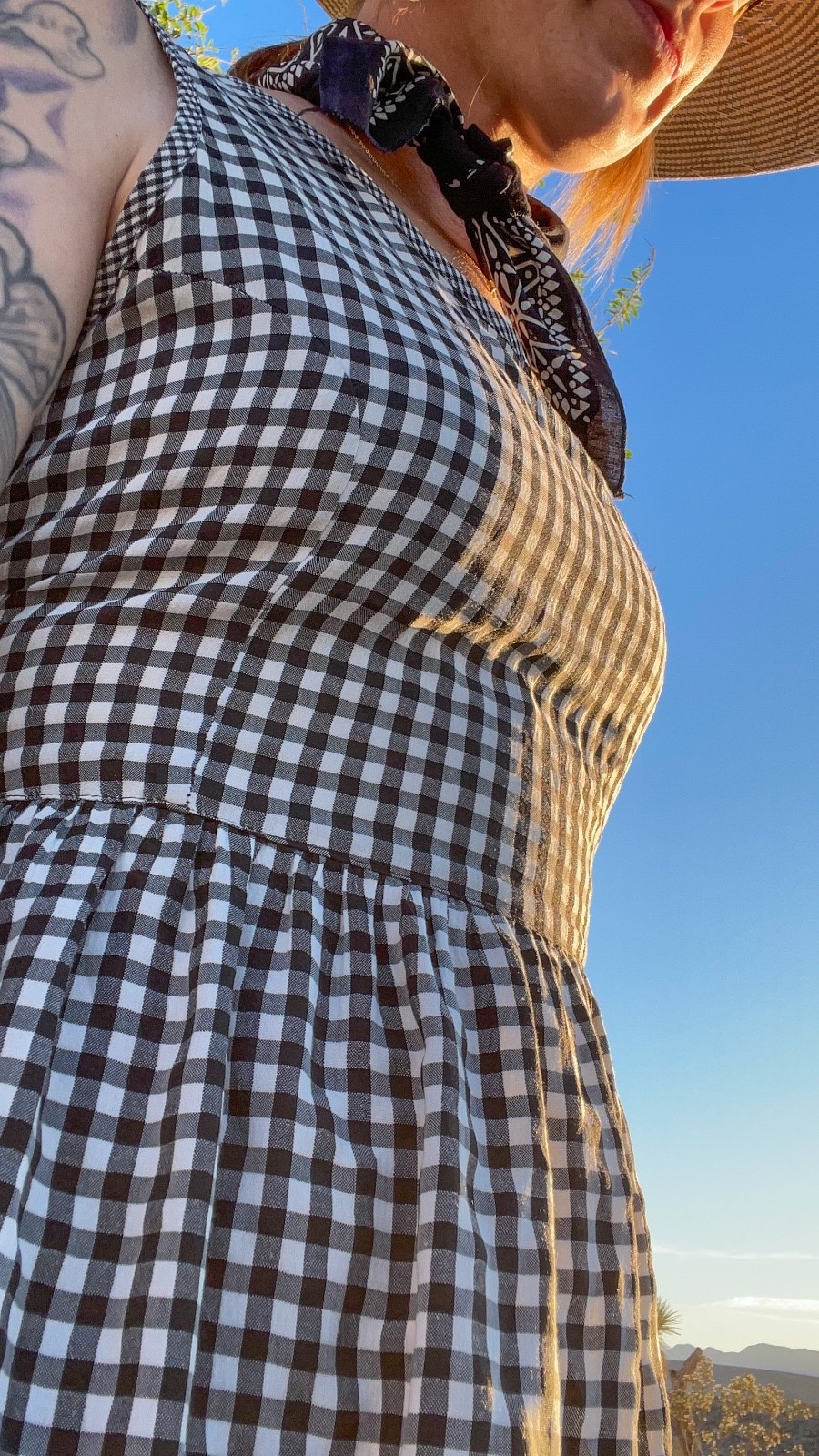 Vintage Teacher Cottagecore Gingham Jumper Dress Bow Midi M/L Black White 90s