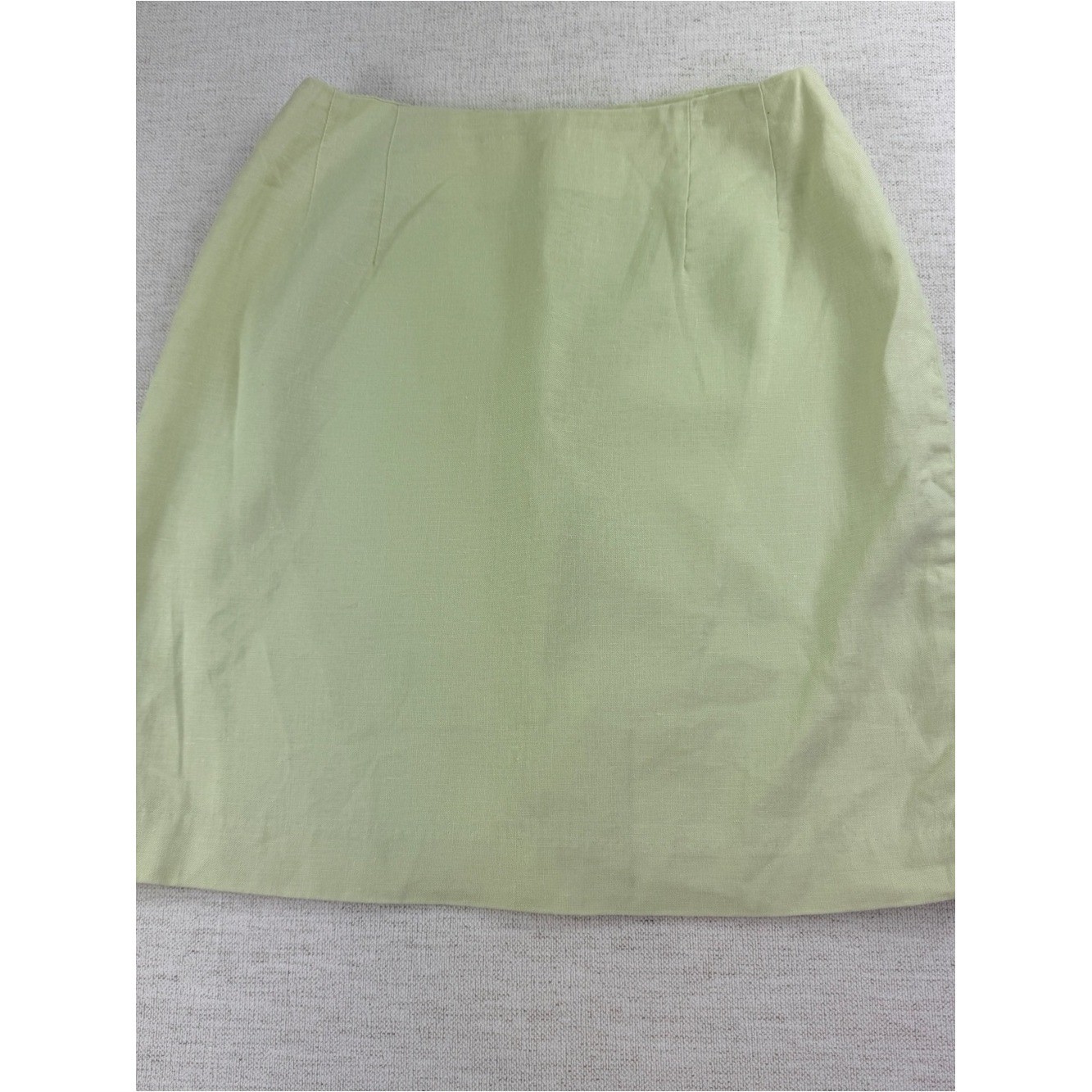 VTG Carol Horn women&rsquo;s petite 8P 100% linen mini skirt pastel green mint