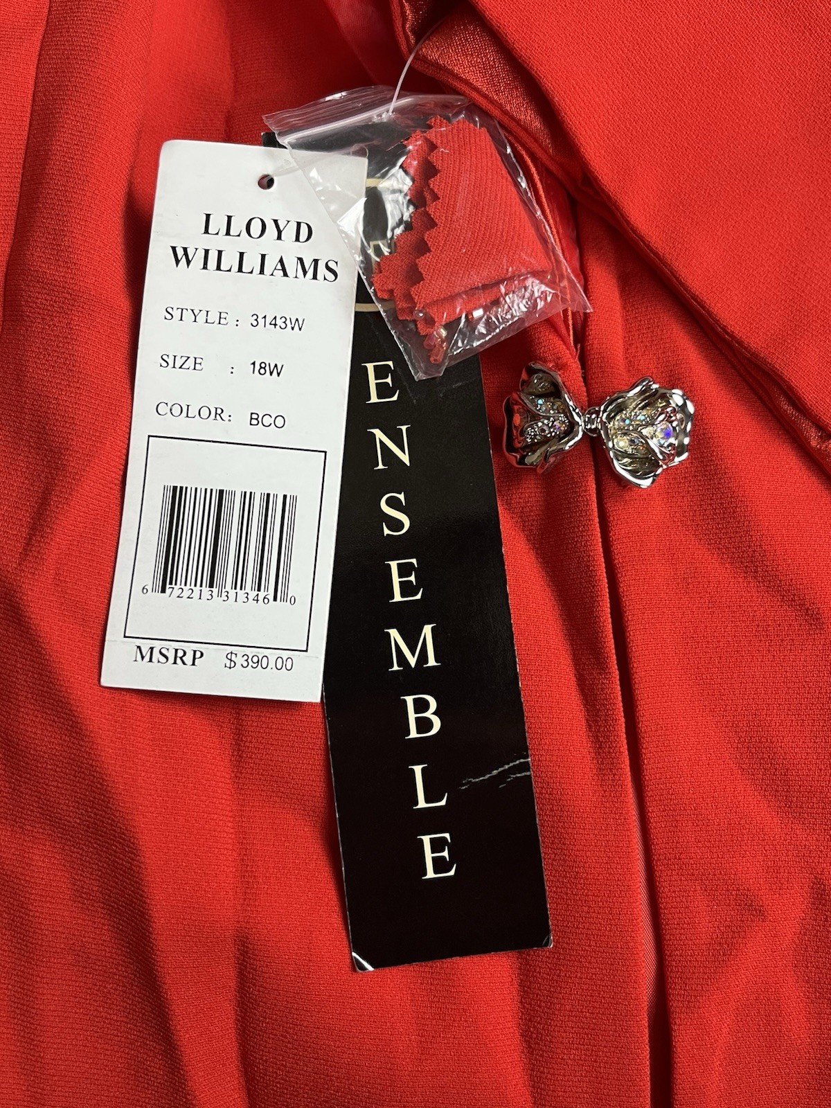 NEW $390 Lloyd Williams Red Beaded 3Pc Blazer Tank Skirt Set 18W Mother of Bride