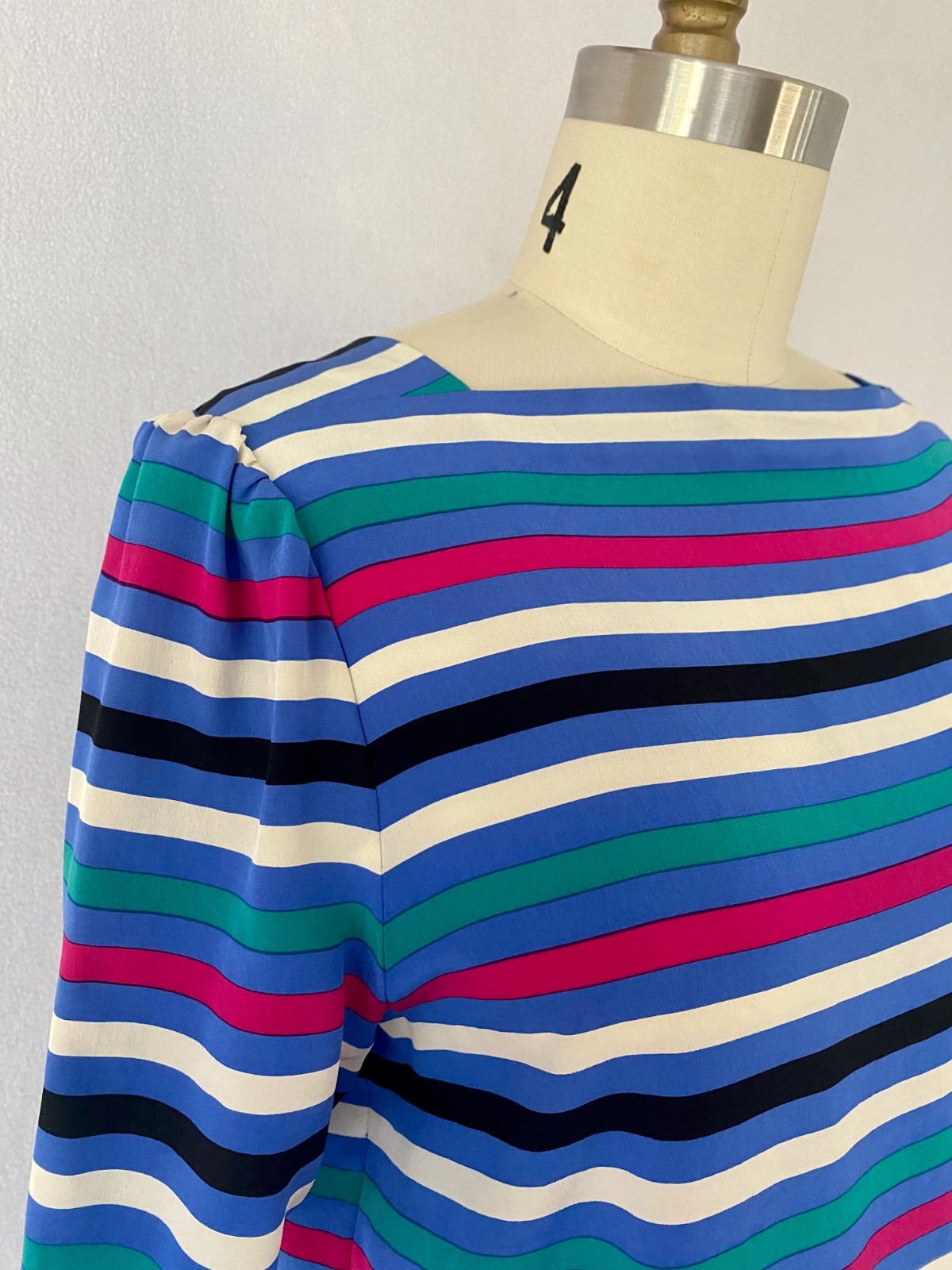 Ca. 1980s Vintage Striped Silk Skirt and Blouse Set by Silk Studio