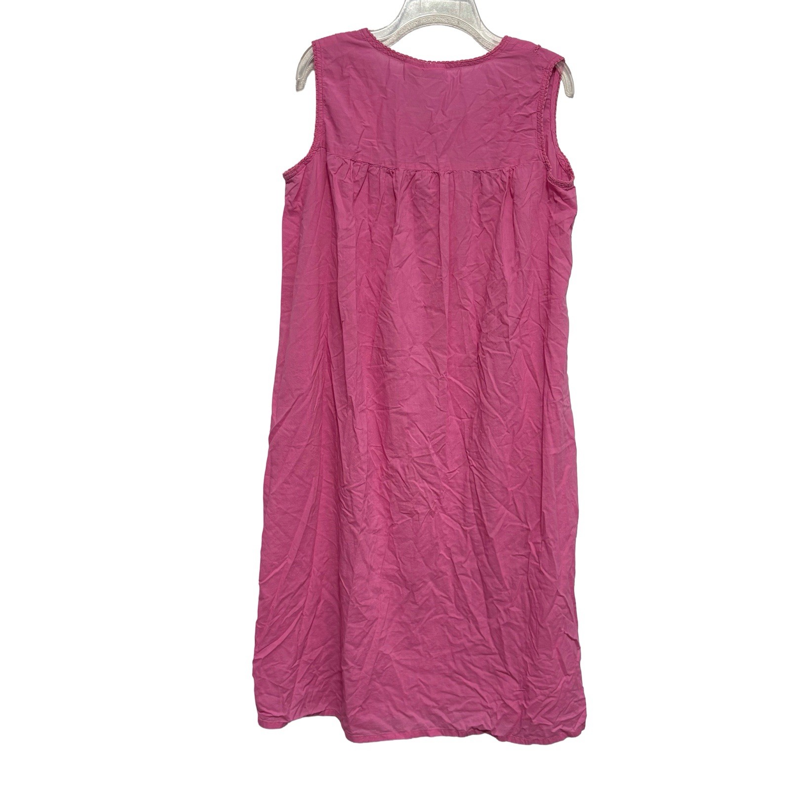 Vintage Style Cottagecore Fuchsia Pink Embroidered Sleep Night Dress 100% Cotton