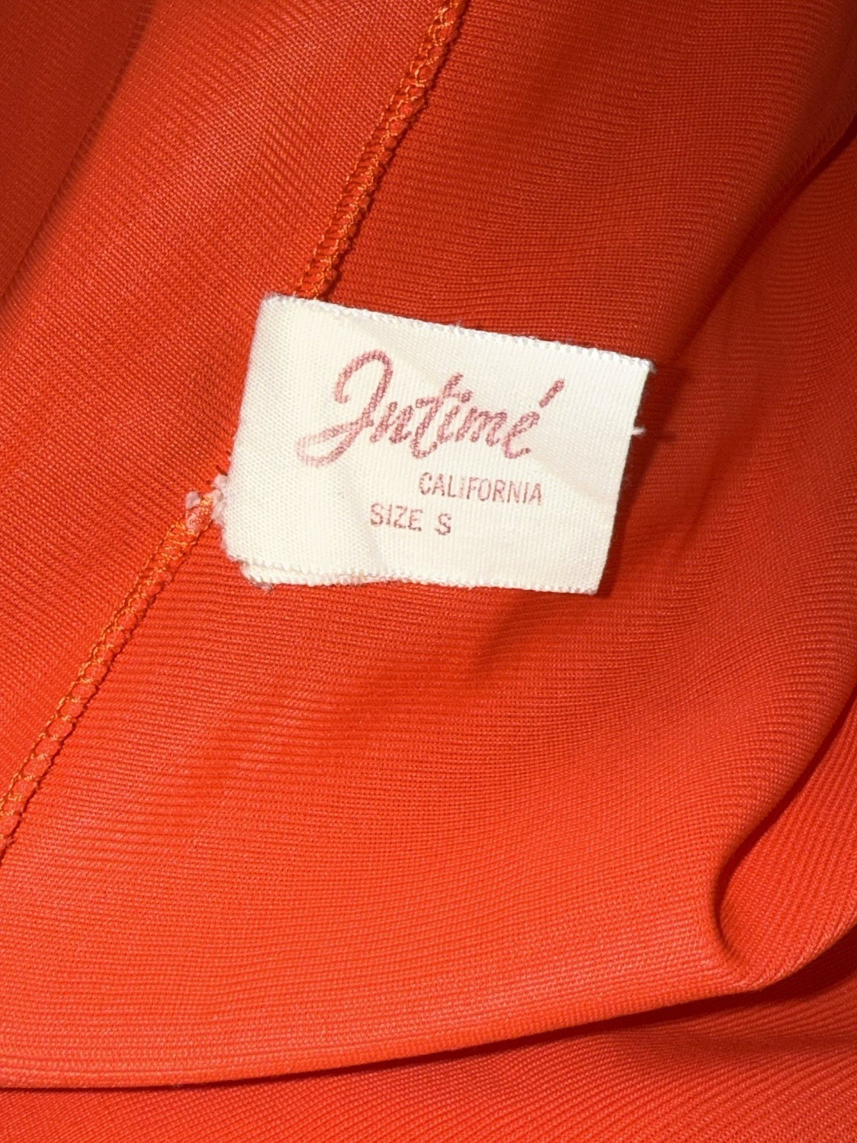 Vtg Intime Nightgown & Robe Double Chiffon Peignoir Set Flame Orange Sweep S M +