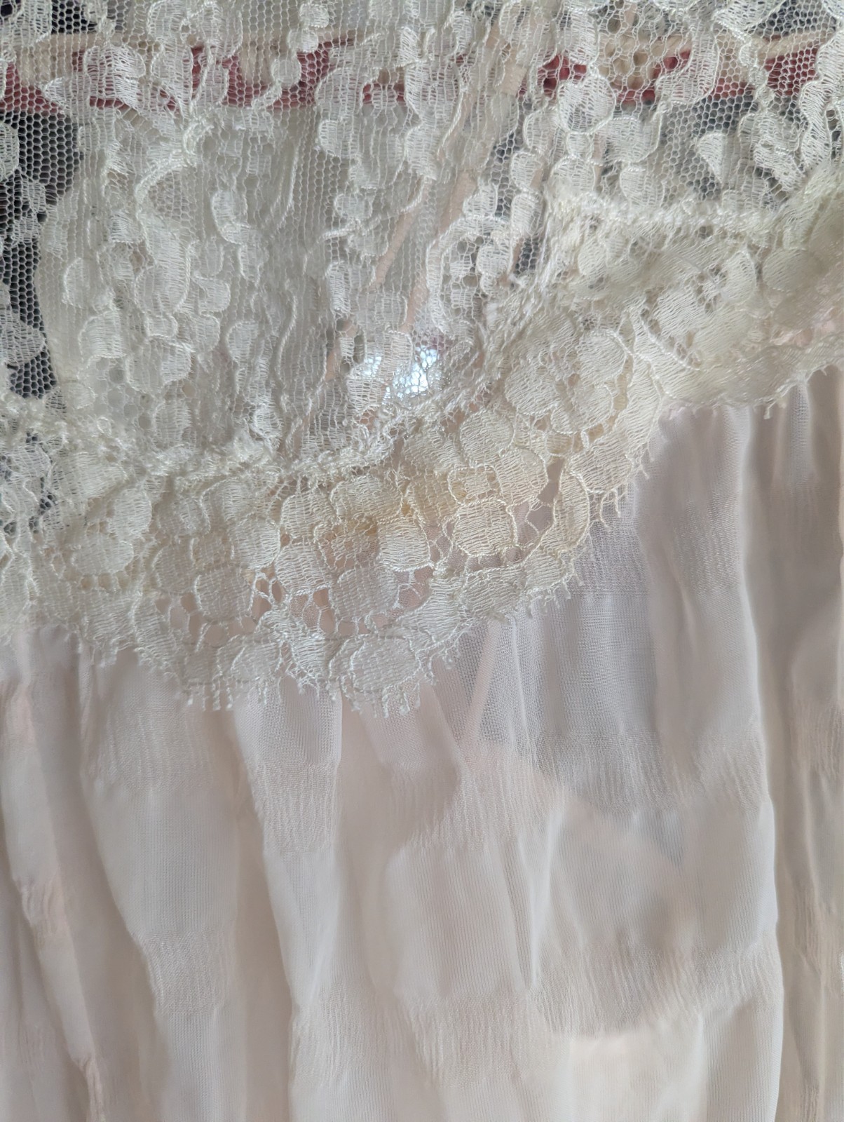 1930s Floor Length Nightgown Sheer Lingerie 2-Piece Pale Peach Size Small
