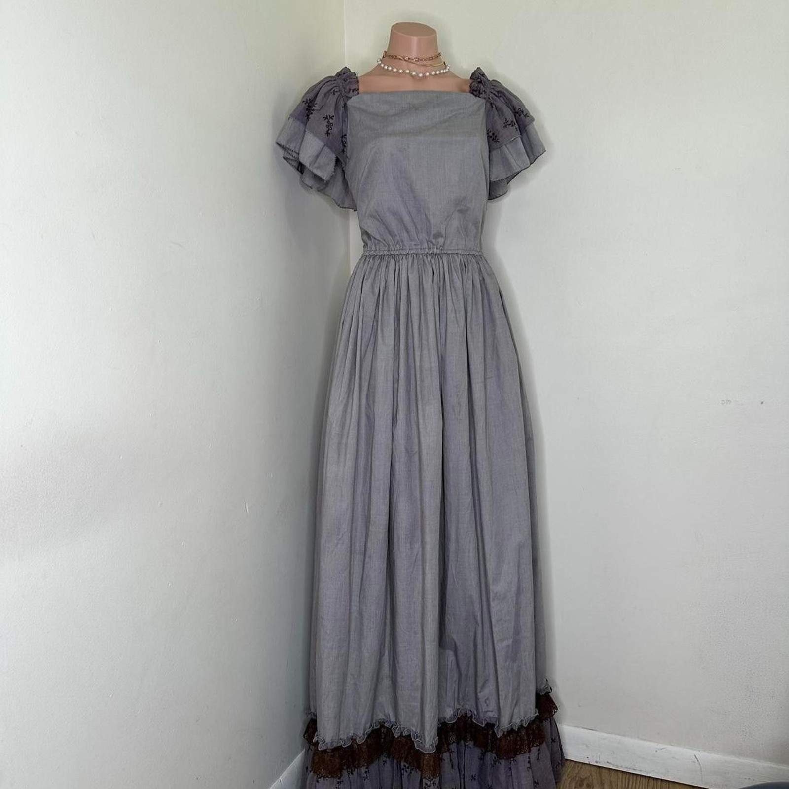 Vintage Handmade Gray Regency Gown