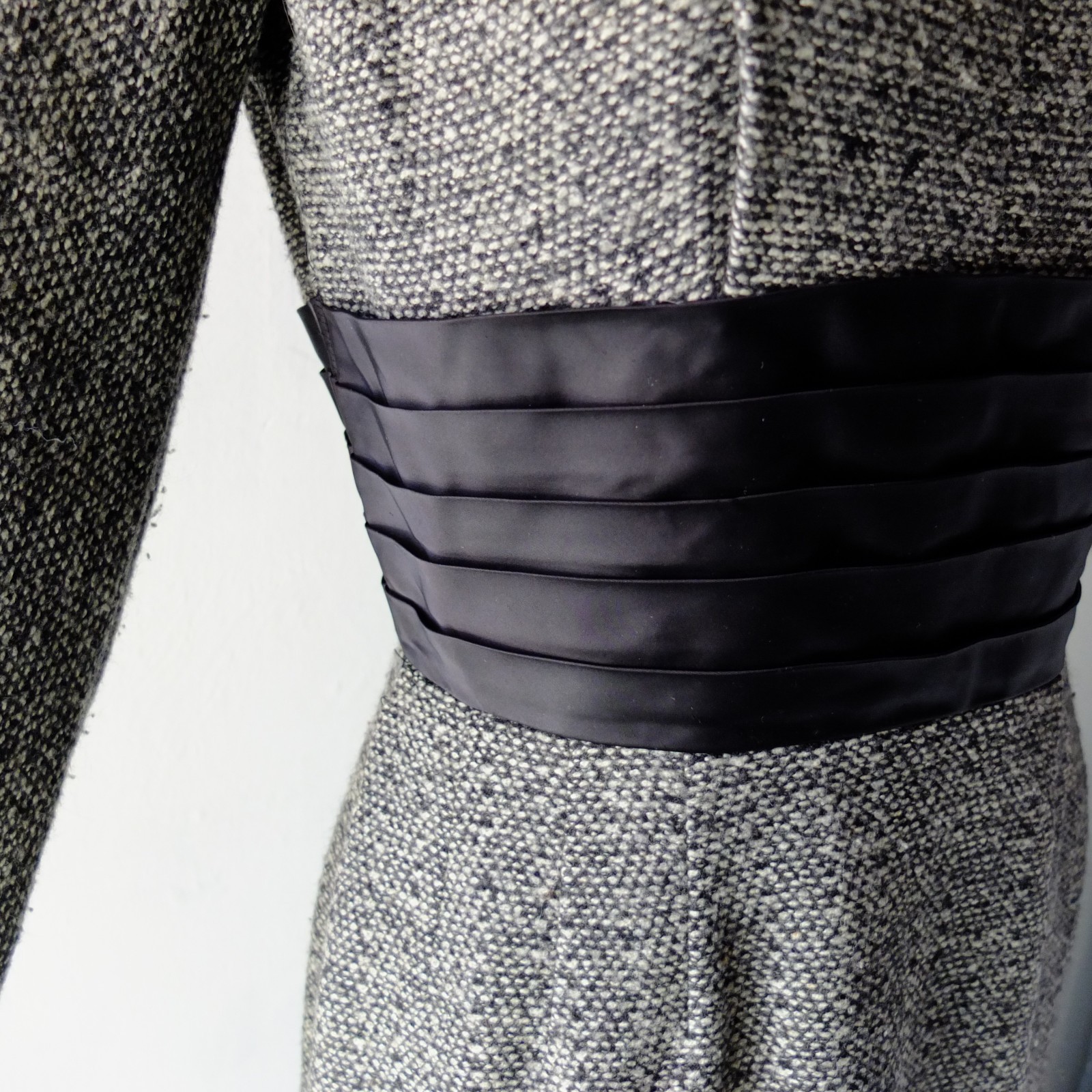 1950s Phyllis De Trano for Georgette Snowstorm Tweed Wiggle Dress Joan Mad Men