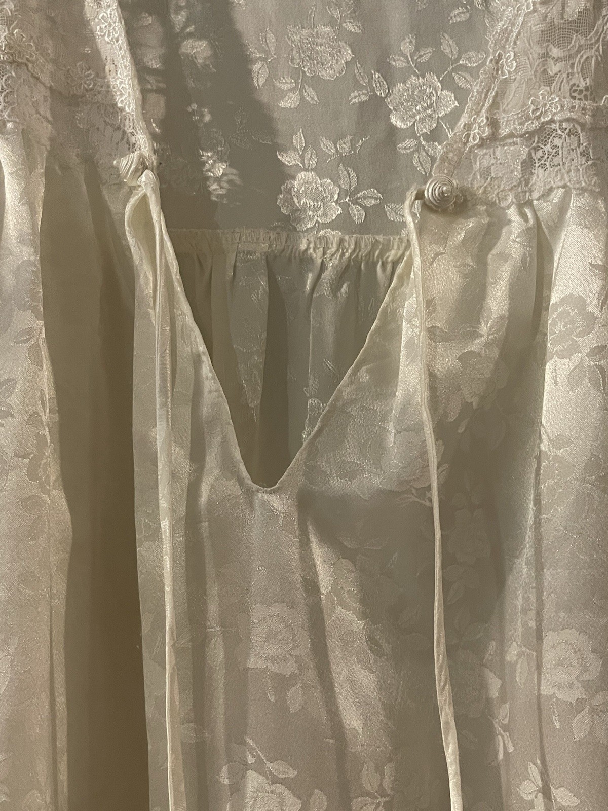 Vintage Christian Dior Nightgown Ivory Satin Lace Victorian Rare