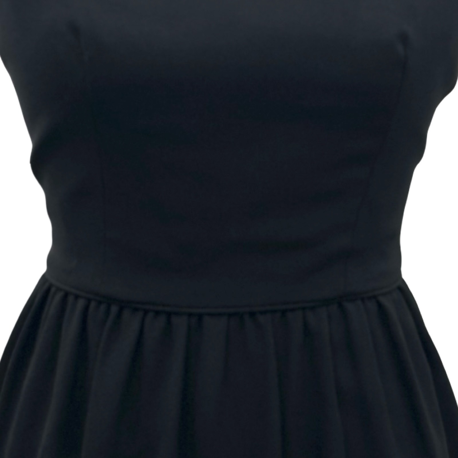 Vintage 1960s Black Fit & Flare Sleeveless Dress ILGWU Union Made Classic Midi