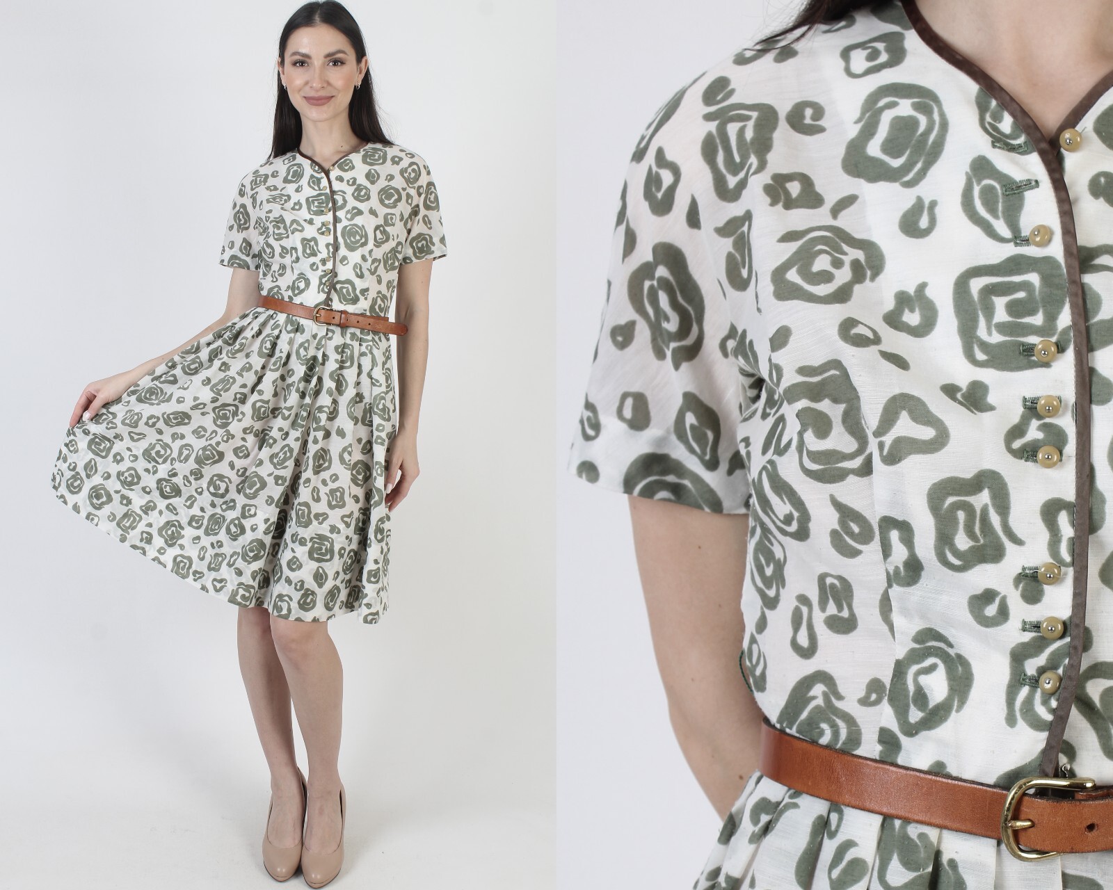Vtg 50s Dauphine By L&rsquo;Aiglon Dress Rockabilly MCM Mid Century Retro Swing Frock