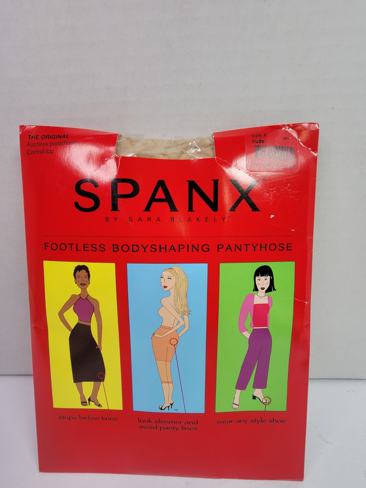 Vintage SPANX Footless Bodyshaping Pantyhose Size A Nude Control Top NOS