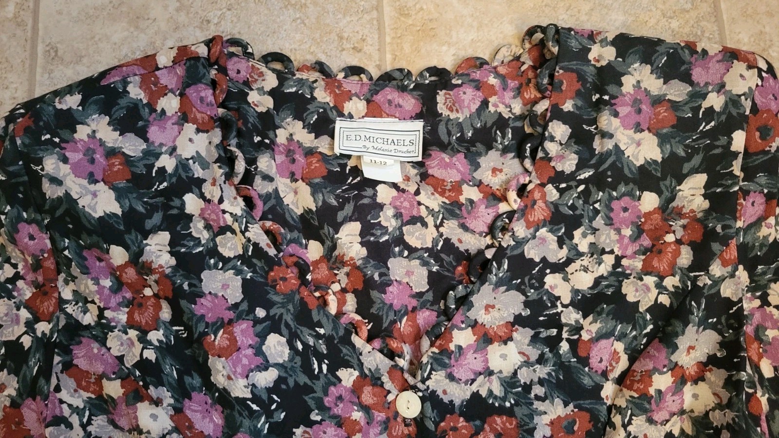 Vtg E.D. Michaels by Melanie Drucker Floral Sz 11-12 A-Line Dress Cottagecore