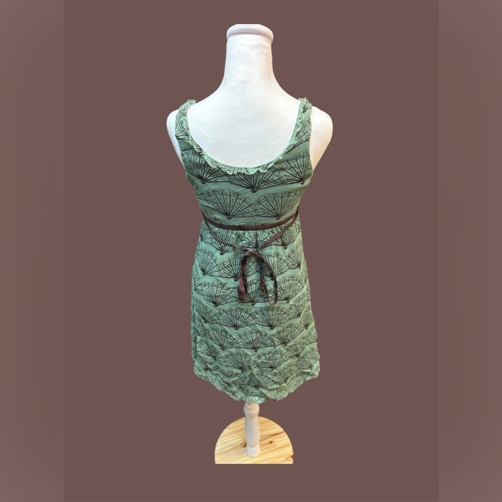 Diodore x Anthropologie Green Mai Ogi Mini Dress Size S 100% silk boho ethereal