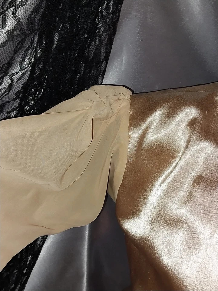 VTG REAL SATIN GOLD LAME 400&Prime; SWEEP 40S STYLE Wedding EVENING MAXI GLAM Dress 38