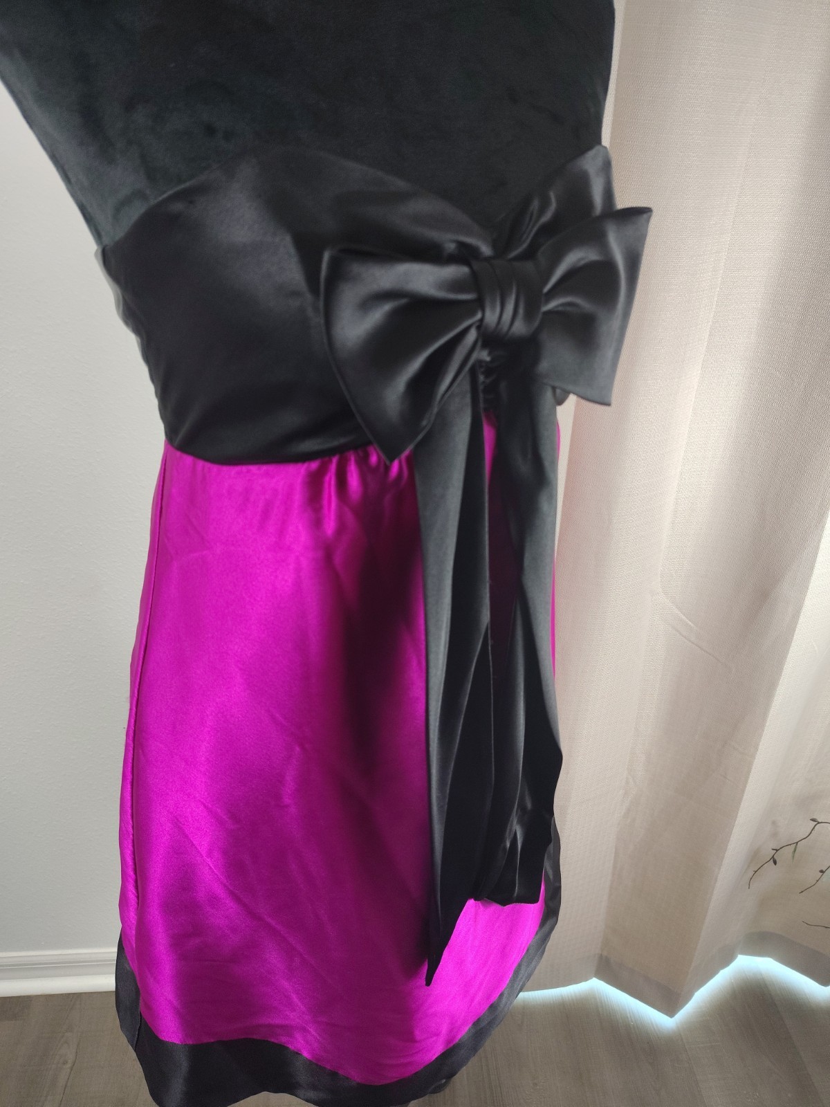 Vintage &rsquo;80S Jessica McClintock Gunne sax Strapless Hot Pink Large Bow Size 5