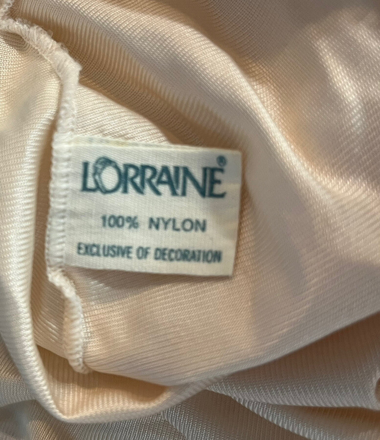 Vintage Lorraine Size Medium Tall Beige Half Slip Silky Nylon
