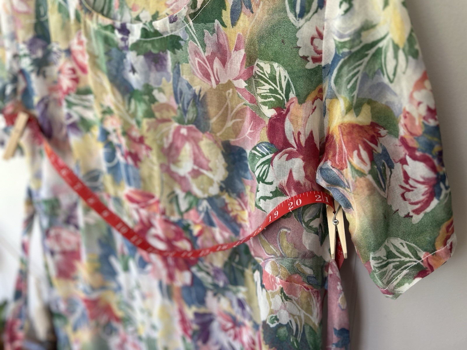 Vintage 90s Watercolor Floral Maxi Dress Sheer Chiffon Kimono Sleeve Boho M L