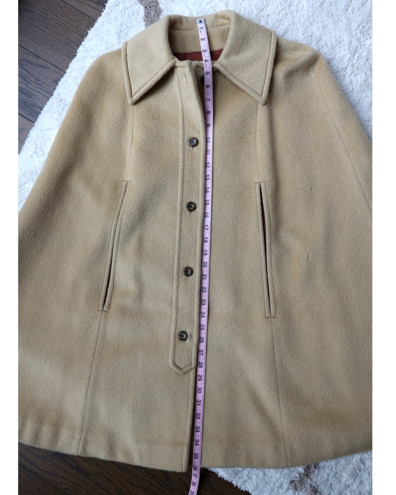Vintage Pendleton Ladies Cape Coat Virgin Wool Tan – 1960s – Size 12 – Large